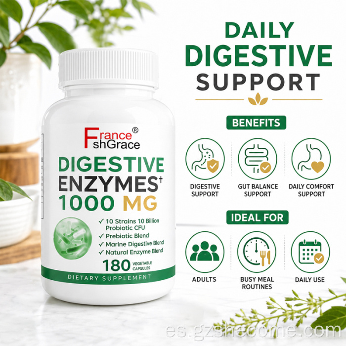 Shecome cápsulas de enzimas digestivas salud intestinal probiótica